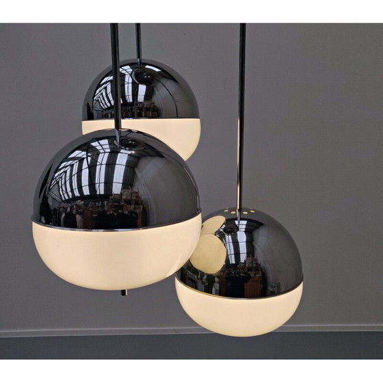 Image 1 of Vintage Chroom en glazen ophanging