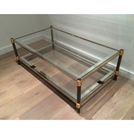 Image 1 of Vintage glazen en gepatineerde salontafel, 1970