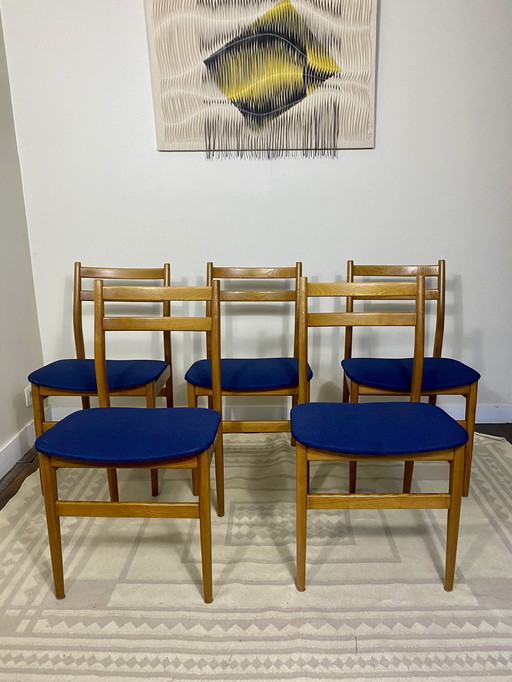 Suite van 5 Scandinavische stoelen Jaar 60.Ref Ron