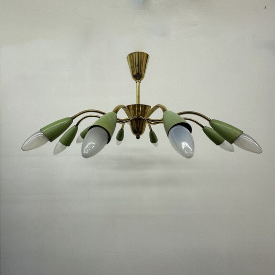 Image 1 of Vintage messing spin plafondlamp, 1950