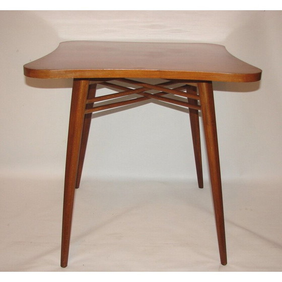 Image 1 of Vintage houten en glazen bijzettafel, jaren 1960