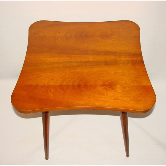 Image 1 of Vintage houten en glazen bijzettafel, jaren 1960