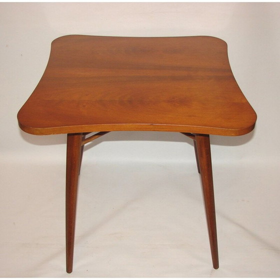 Image 1 of Vintage houten en glazen bijzettafel, jaren 1960