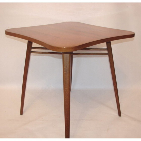 Image 1 of Vintage houten en glazen bijzettafel, jaren 1960