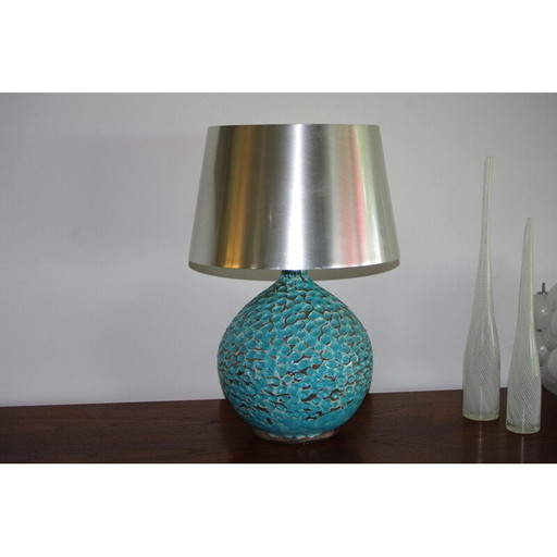 Vintage blauwe tafellamp van René Hénon