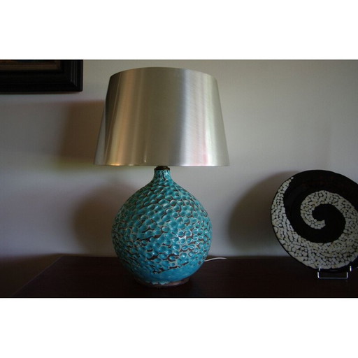 Vintage blauwe tafellamp van René Hénon