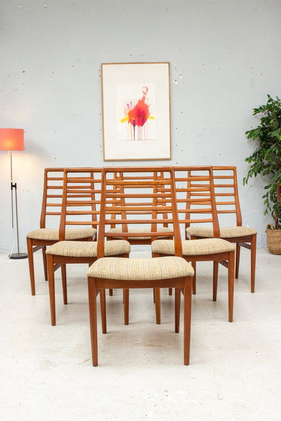 Image 1 of 6X Vintage Teakhouten Stoelen Midcentury Deens