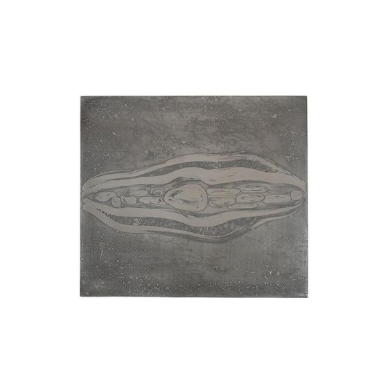 Image 1 of Vintage aluminium bijzettafel met stalen onderstel door Marc d'Haenens, 1970