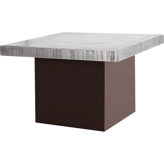 Image 1 of Vintage aluminium bijzettafel met stalen onderstel door Marc d'Haenens, 1970