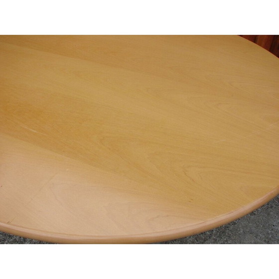 Image 1 of Vintage ronde tafel van verchroomd metaal en hout, 1980