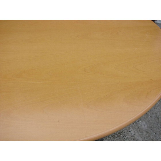 Image 1 of Vintage ronde tafel van verchroomd metaal en hout, 1980