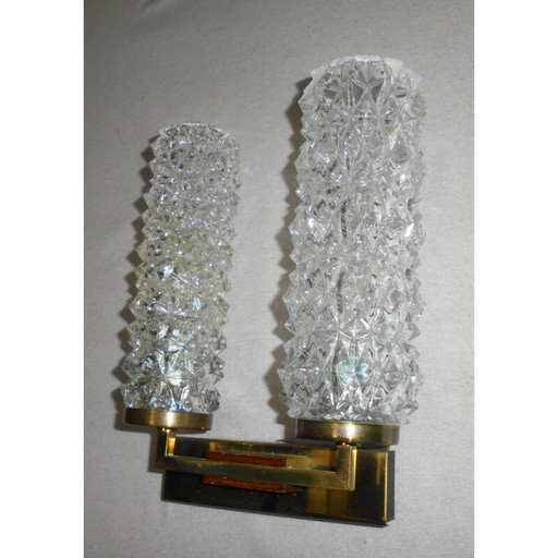 Paar vintage Scandinavische teakhouten wandlampen, 1970