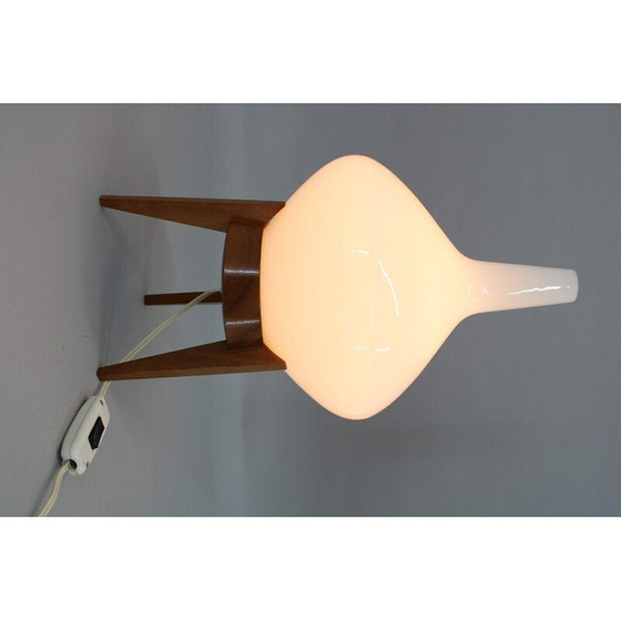Image 1 of Vintage tafellamp met houten voet voor Uluv, Tsjecho-Slowakije 1960