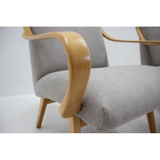 Image 1 of Paar vintage beukenhouten fauteuils van Jaroslav Smidek voor Ton, Tsjecho-Slowakije 1960