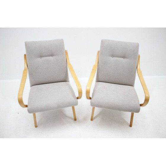 Image 1 of Paar vintage beukenhouten fauteuils van Jaroslav Smidek voor Ton, Tsjecho-Slowakije 1960