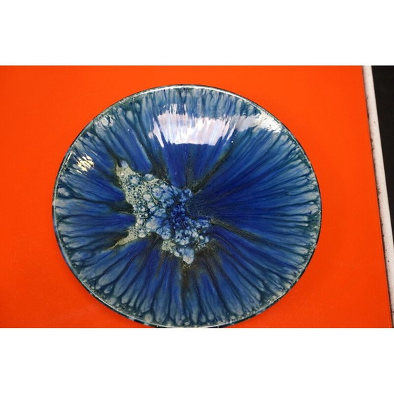 Image 1 of Vintage blauw keramiek wandbord, Duitsland 1970