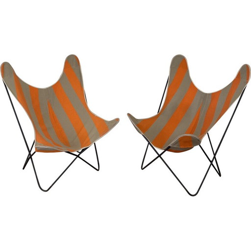 Butterfly vintage fauteuil in zwart gepoedercoat staal van Airborne