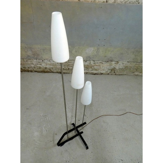 Image 1 of Vintage vloerlamp van chroom en opaline metaal, 1960