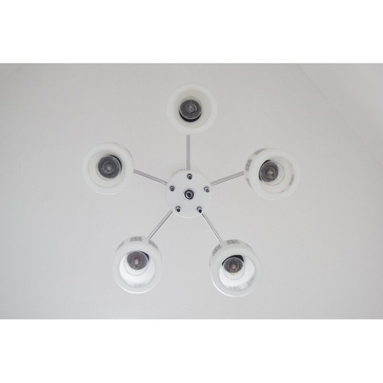 Image 1 of Vintage kroonluchter van glas, chroom en metaal voor Lidokov, Tsjecho-Slowakije 1960