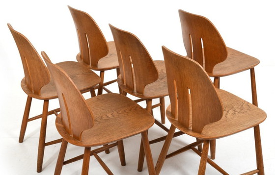 Image 1 of Eettafel en stoelen van Ejvind A. Johansson & Poul Volther voor FDB Møbler, jaren 1960, set van 7