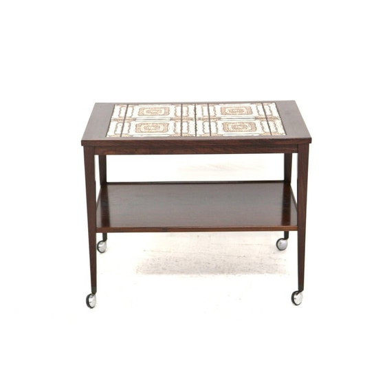 Image 1 of Vintage serveertafel van rozenhout en keramiek, Denemarken 1960