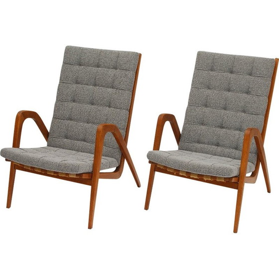 Image 1 of Vintage grijze stoffen fauteuil van Vanek, 1950