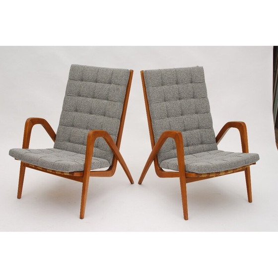 Image 1 of Vintage grijze stoffen fauteuil van Vanek, 1950