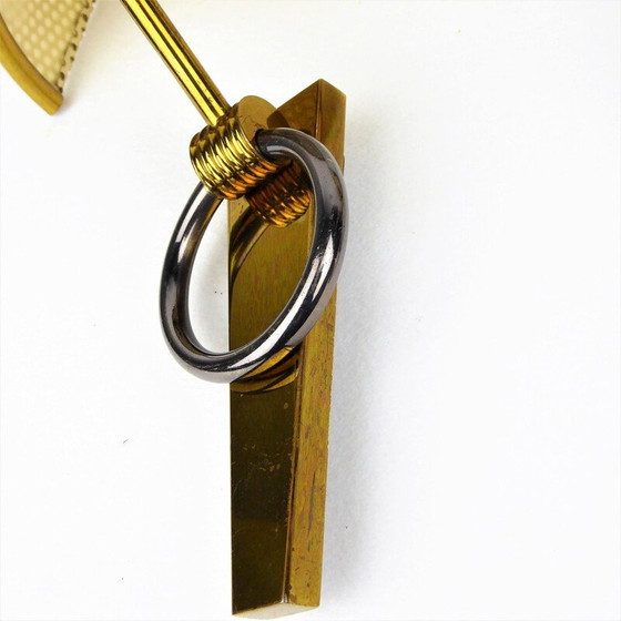 Image 1 of Paar vintage wandlampen van messing en metaal, Frankrijk 1950