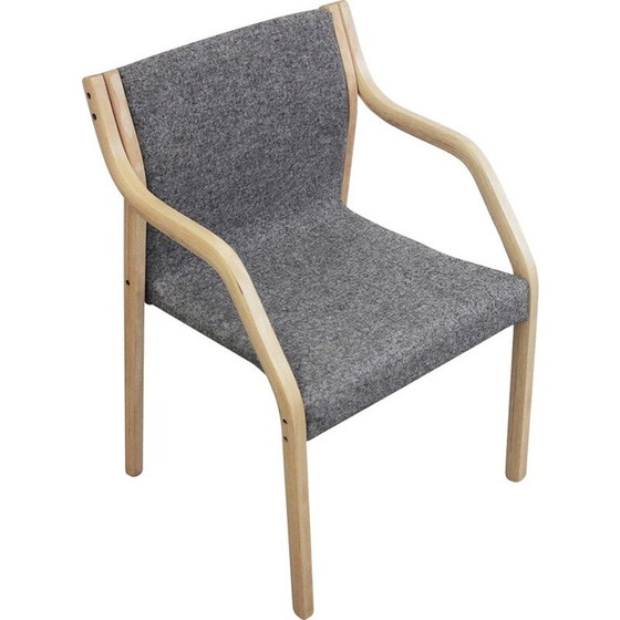 Image 1 of Set van 4 vilten vintage eetkamerstoelen met armleuningen van Gražina Tulevičienė voor Vilniaus Baldų Kombinatas, jaren 1970