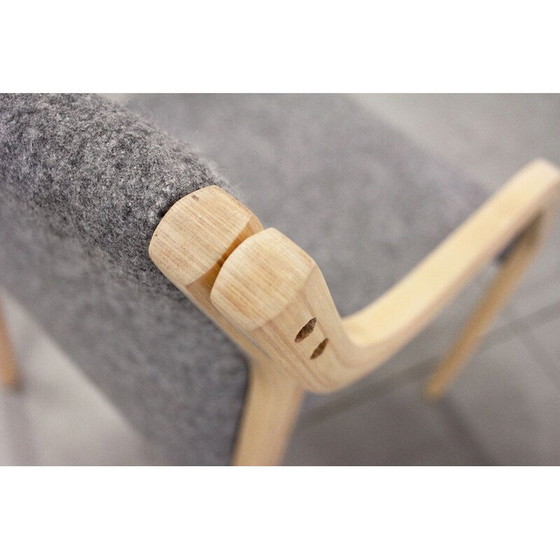 Image 1 of Set van 4 vilten vintage eetkamerstoelen met armleuningen van Gražina Tulevičienė voor Vilniaus Baldų Kombinatas, jaren 1970