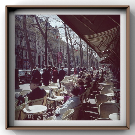 Unieke Fotoprint: Terras In Parijs, 1960 – Willem Van De Poll