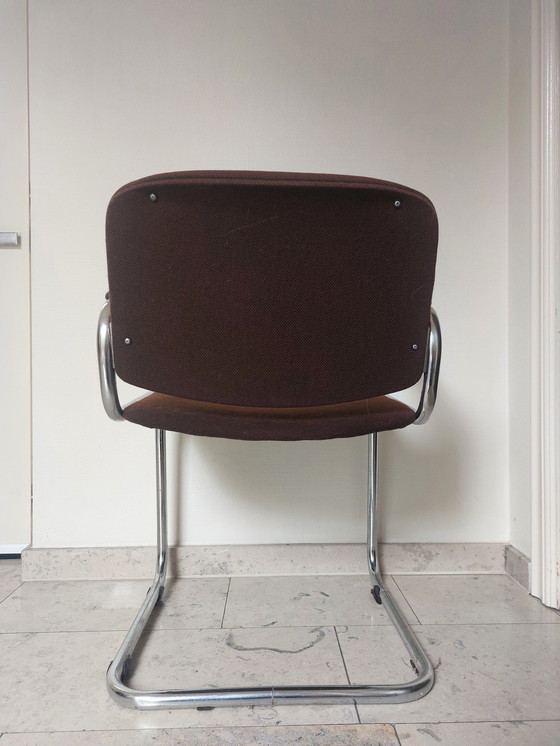 Image 1 of Vintage Dark Brown And Chrome Armchair