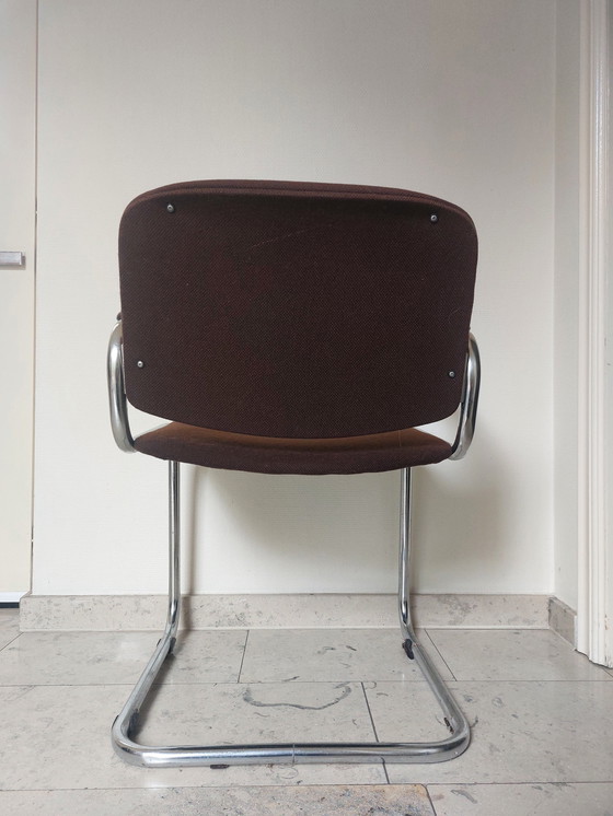 Image 1 of Vintage Dark Brown And Chrome Armchair