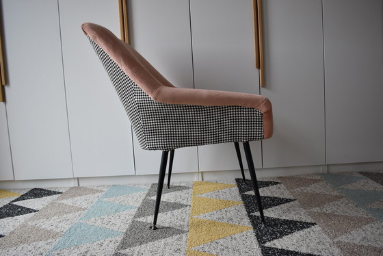Image 1 of Vintage fauteuil Shell, 1960S, Deutsche Democratische Republiek, volledig gerestaureerd, zalmkleurig fluweel