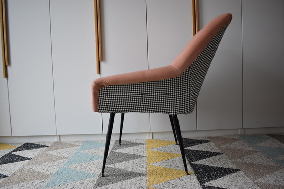 Image 1 of Vintage fauteuil Shell, 1960S, Deutsche Democratische Republiek, volledig gerestaureerd, zalmkleurig fluweel