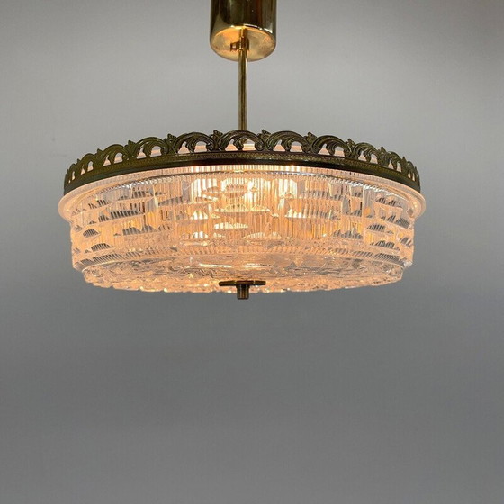 Image 1 of Vintage glazen en metalen hanglamp, Tsjecho-Slowakije 1960