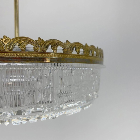 Image 1 of Vintage glazen en metalen hanglamp, Tsjecho-Slowakije 1960