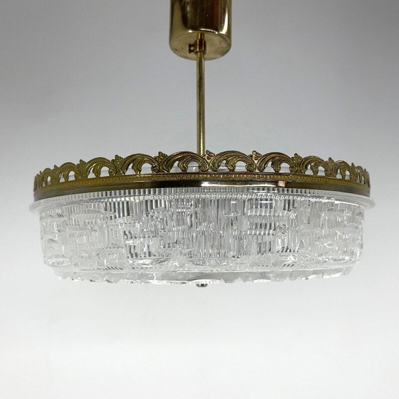 Image 1 of Vintage glazen en metalen hanglamp, Tsjecho-Slowakije 1960