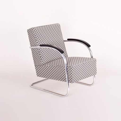Vintage grijze fauteuil van Mucker Melder, Tsjecho-Slowakije 1930