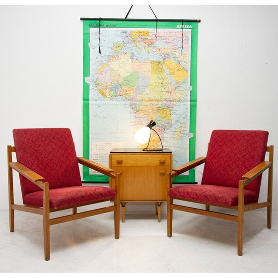 Image 1 of Paar vintage beukenhouten fauteuils en kussens, 1960