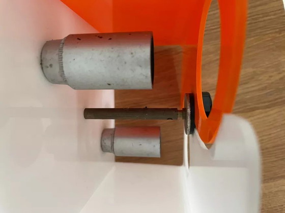 Image 1 of Vintage wandlamp twee lampen Abs oranje en wit Frankrijk 1970