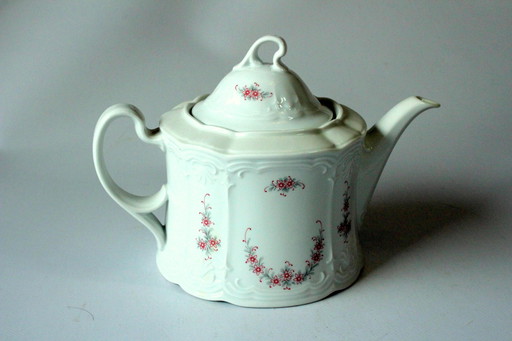 Hoogwaardige theepot Seltmann Weiden "Julia" - Wit porselein met bloemmotieven