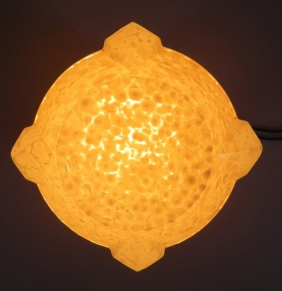 Image 1 of Art deco plafondlamp met roze gewolkte kap