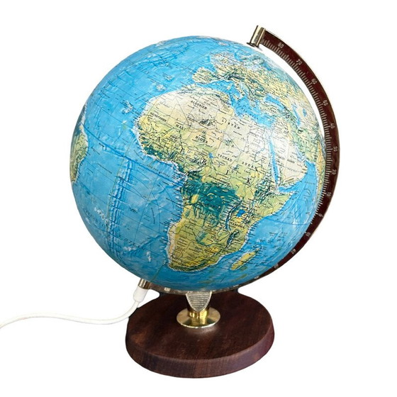 Image 1 of Vintage teakhouten en messing lamp voor Scan Globe, Denemarken 1970