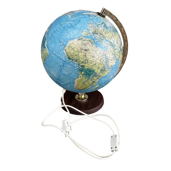 Image 1 of Vintage teakhouten en messing lamp voor Scan Globe, Denemarken 1970