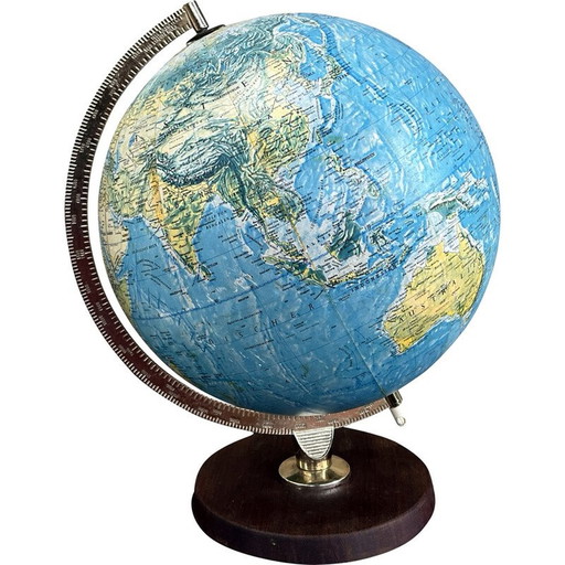 Vintage teakhouten en messing lamp voor Scan Globe, Denemarken 1970