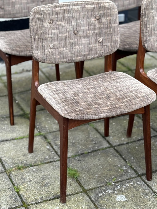 4x Vintage Teakhouten Eetkamerstoelen