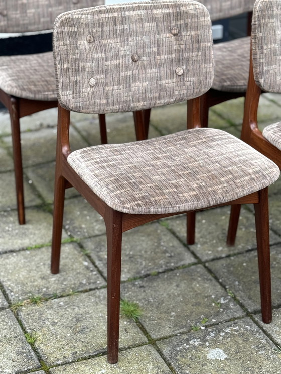 Image 1 of 4x Vintage Teakhouten Eetkamerstoelen