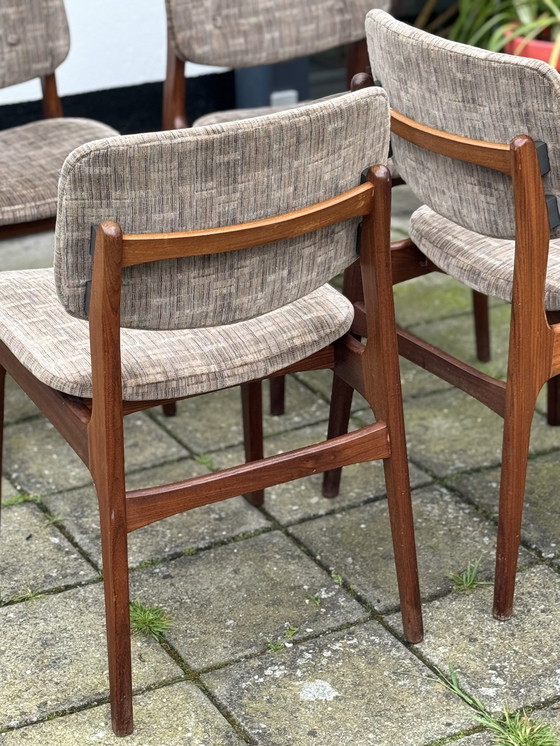 Image 1 of 4x Vintage Teakhouten Eetkamerstoelen