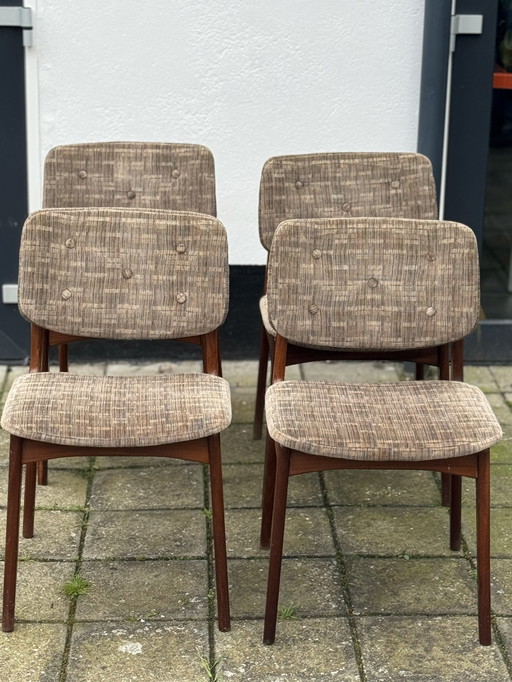 4x Vintage Teakhouten Eetkamerstoelen